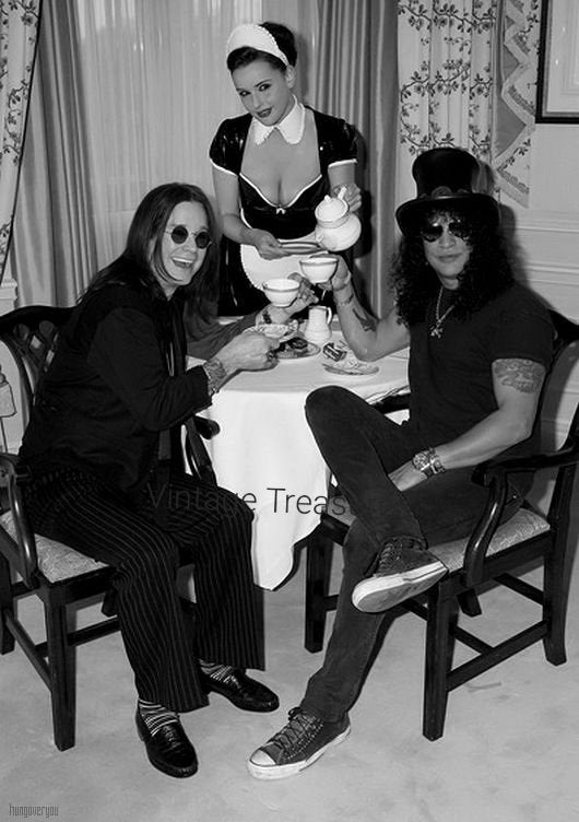 Ozzy and Slash Having Tea
