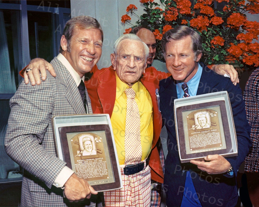 Casey Stengel joins Micky Mantle and Whitey Ford at their Hall of Fame Induction in 1974